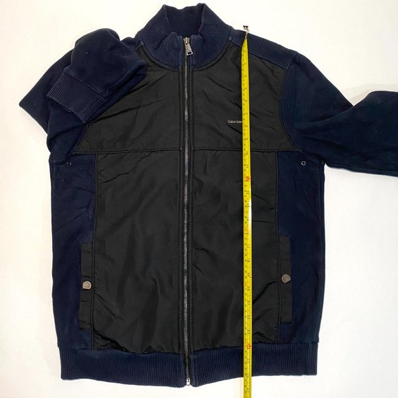 Calvin Klein Dark Blue Knit Full Zip Mock Neck Pockets Jacket Men's Size M - Picture 7 of 10
